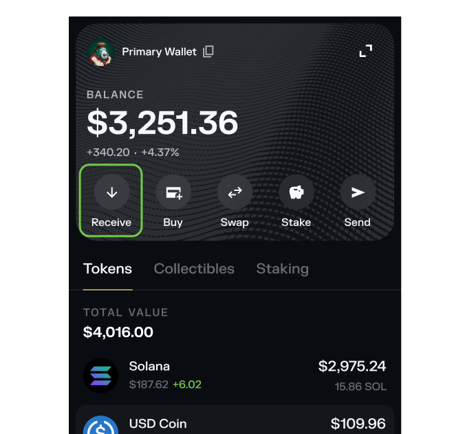 Step 2 - Deposit SOL or another supported token