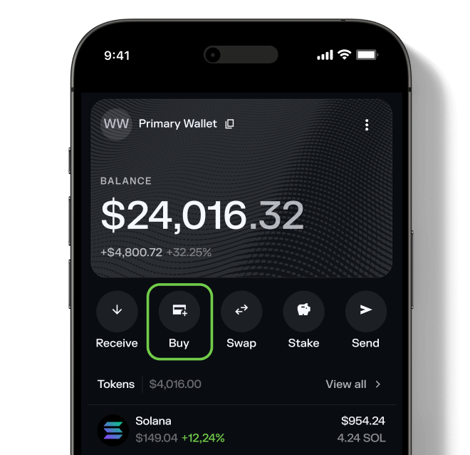 Step 2 - Tap "Buy" in Your Solflare Wallet